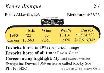 1996 Jockey Star Jockeys' Guild #57 Kenny Bourque Back